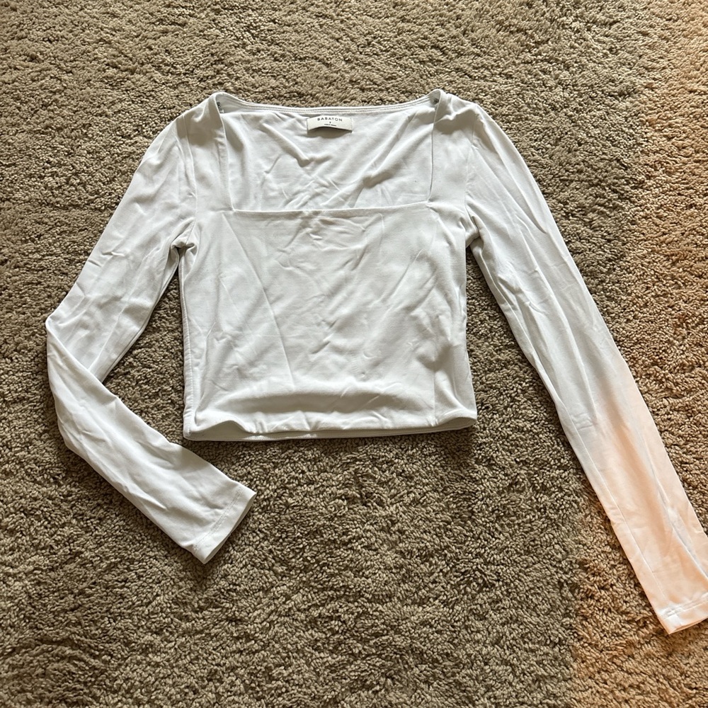 Aritzia White Contour Squareneck Long Sleeve